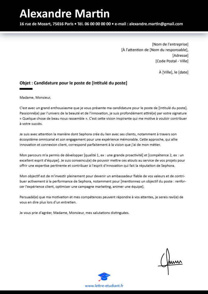 Lettre de motivation Sephora