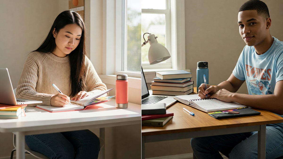 Étudiants avec un agenda