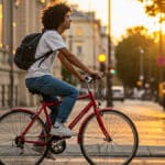 Étudiant sur un vélo vintage