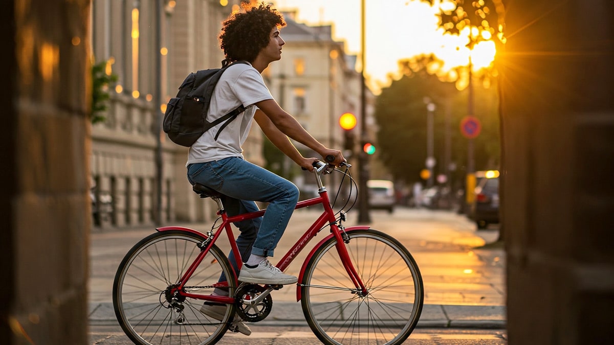 Étudiant sur un vélo vintage